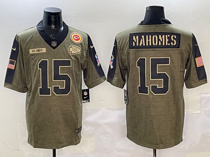 Men Kansas City Chiefs #15 Mahomes Green 2025 Nike Salute to Service Limited NFL Jersey style 4